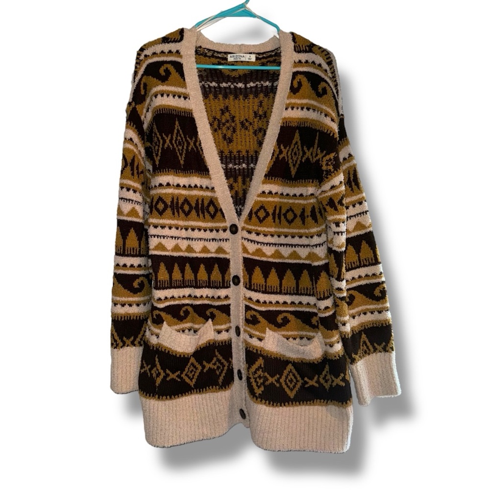 Arizona Jean Co. Soft Aztec Print Cardigan Sweater, size S